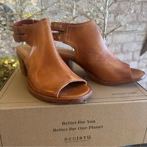 BED|STU Brown Leather Open-Toe Heels